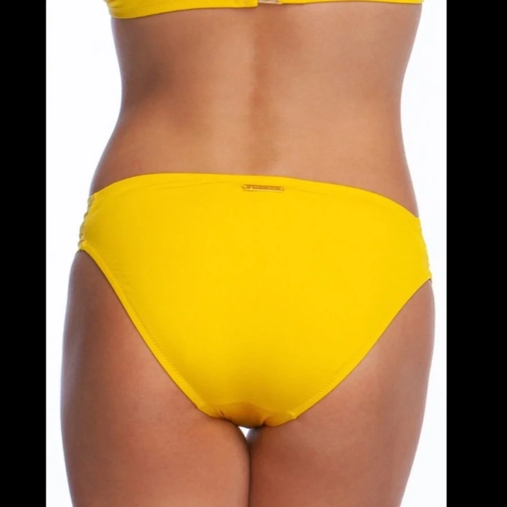 Trina Turk SZ 8 Studio Solids Shirred Tab Side‎ Bikini Bottoms SUNSHINE yellow
